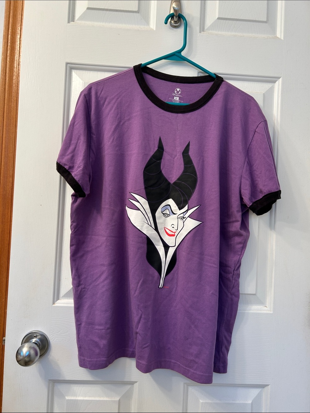 Disney Purple Maleficent Graphic Ringer Tee with Black Trim